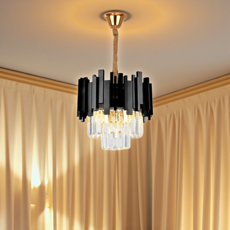 Candelabru cristal negru 3xE14 BLOIS - 30cm [1]