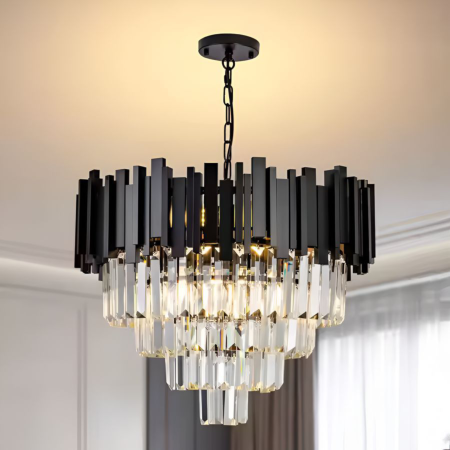 Candelabru cristal negru auriu rotund 10xE14 BLOIS 60cm [3]