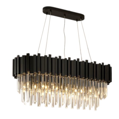 Candelabru bec LED - Candelabru cristal negru oval  10xE14 BLOIS 75cm