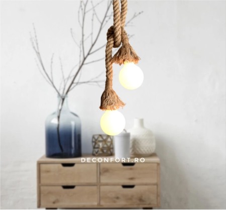 Candelabru franghie aspect retro doua brate dulie e27 fara bec Edison ROPE [1]