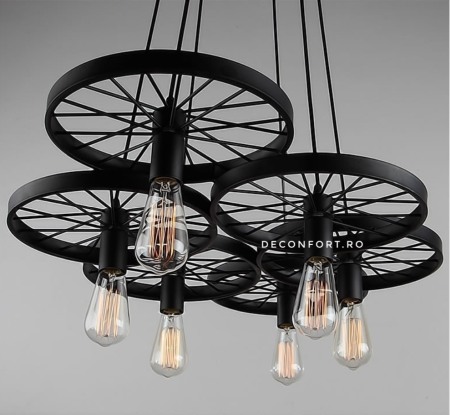 Candelabru led aspect vintage industrial roata 6 brate [0]