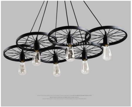 Candelabru led aspect vintage industrial roata 6 brate [1]
