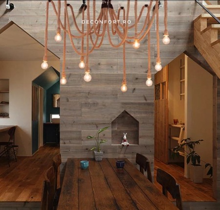 Candelabru sfoara aspect retro 10 brate dulie e27 fara bec Edison ROPE [3]