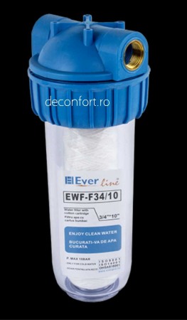 Filtre apa - Carcasa filtru apa rece cartus bumbac 10 pahar transparent racord 1 sau 3/4