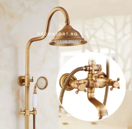 Coloana cabina dus bronz antichizat retro cu trei functii [0]