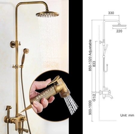 Coloana dus 4 functiii antichizata bronz pentru cabina dus [2]