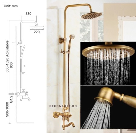 Coloana dus antichizata bronz 3 functii cabina dus [1]