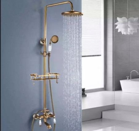 Coloana dus antichizata retro manete ceramice si etajera [1]