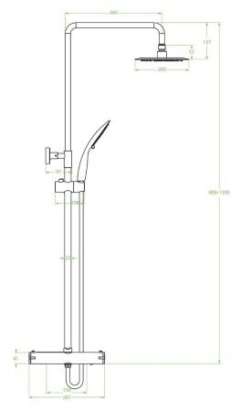 Coloana dus cu baterie termostatata FINO Thermo temperatura reglabila [1]