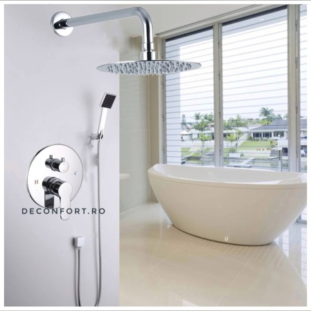 Coloana dus incastrabila cu doua functii montare cabina dus Ermetiq panou rotund