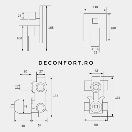 Coloana dus incastrabila cu doua functii montare cabina dus Ermetiq rectangulara [6]