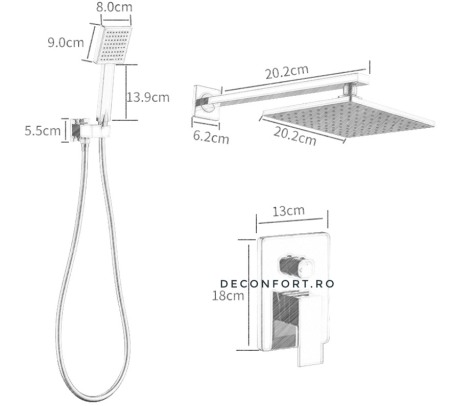 Coloana dus incastrabila cu doua functii montare cabina dus Ermetiq rectangulara [5]