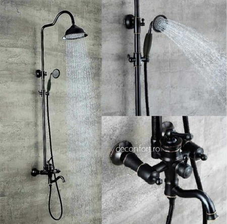 Coloana dus negru antichizat baterie cada si set dus Lavory Dark [0]