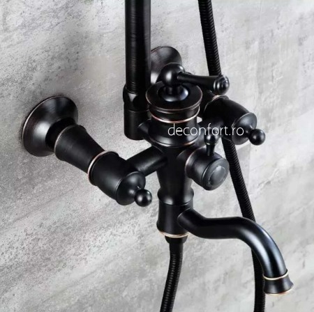 Coloana dus negru antichizat baterie cada si set dus Lavory Dark [1]