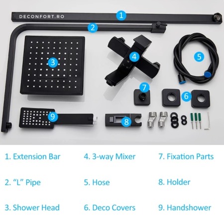 Coloana dus negru antichizat retro Depto 3 functii para furtun dus [4]