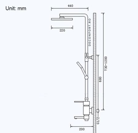Coloana dus negru antichizat retro Depto 3 functii para furtun dus [3]