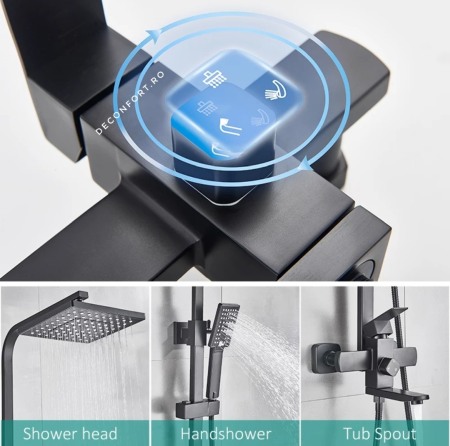 Coloana dus negru antichizat retro Depto 3 functii para furtun dus [2]