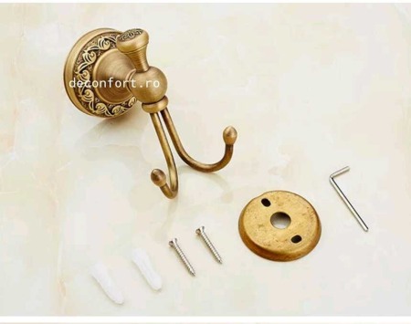 Cuier baie bronz antichizat PRATO cu doua brate [3]