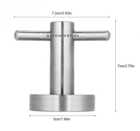Cuier baie inox satinat cu doua brate STEEL prindere stabila perete [2]