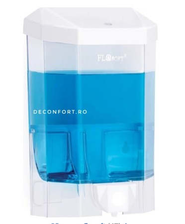 Dispenser hartie-sapun - Dispenser detergent dezinfectant maini 500ml FLORA transparent capac alb
