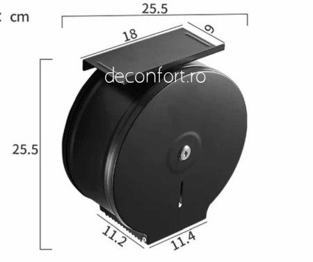Dispenser rola hartie jumbo negru metalic antivandalism cu suport hartie Milano [1]
