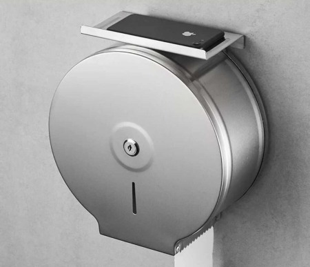 Dispenser rola hartie jumbo satinat metalic antivandalism cu suport hartie Milano [1]