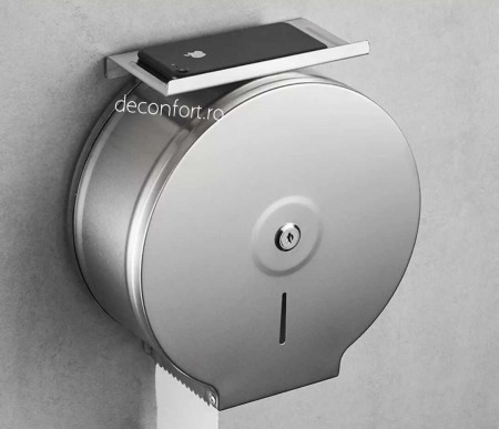 Dispenser rola hartie jumbo satinat metalic antivandalism cu suport hartie Milano [2]