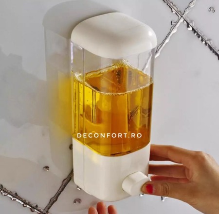 Dispenser hartie-sapun - Dispenser sapun baie 500ml culoare alb rezistent pereti transparenti