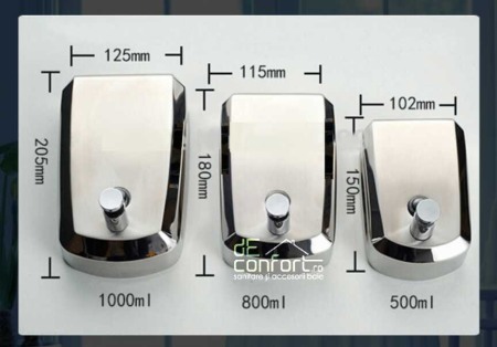 Dispenser sapun lichid 500ml inox mat antivandalism inchidere cheie satinat metalic [1]