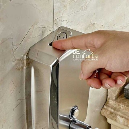 Dispenser sapun lichid 500ml inox mat antivandalism inchidere cheie satinat metalic [2]