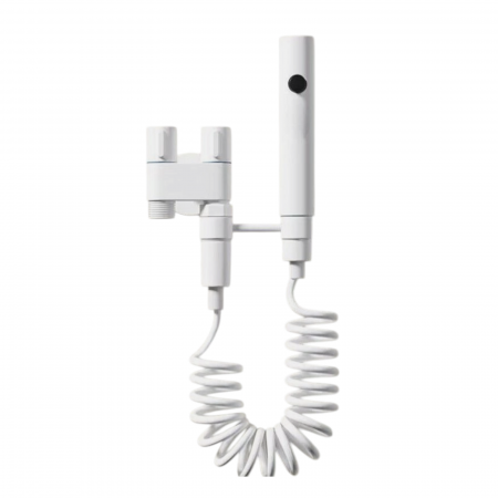 Set dus complet echipat - Dus intim cu baterie bideu dubla cu furtun si para ALB