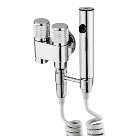 Set dus complet echipat - Dus intim cu baterie bideu dubla cu furtun si para CROM