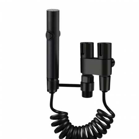 Set dus complet echipat - Dus intim cu baterie bideu dubla cu furtun si para NEGRU