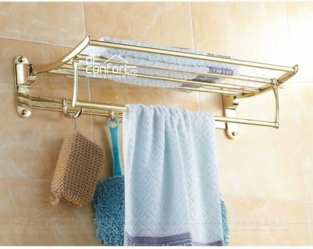 Etajera baie bronz antichizat Venice rabatabila cu cuier [0]