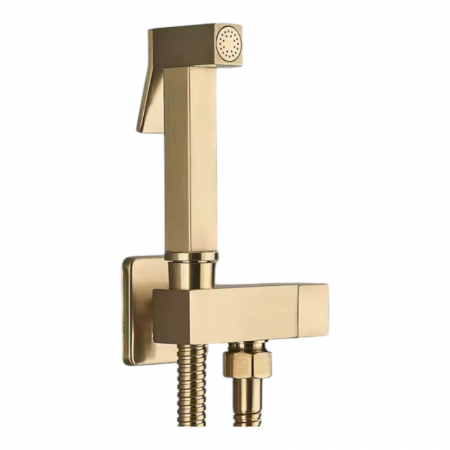 Set dus complet echipat - Kit dus bideu igiena intima alama auriu lucios cu robinet furtun si para