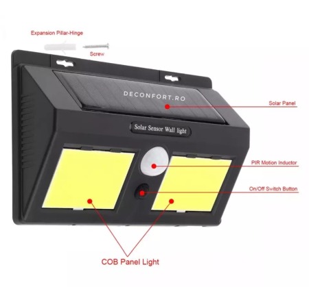 Lampa solara 96LED COB senzor miscare cu posibilitate selectare functii [1]