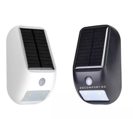 Lampa solara LED senzor miscare montare perete culoare alb-negru [0]
