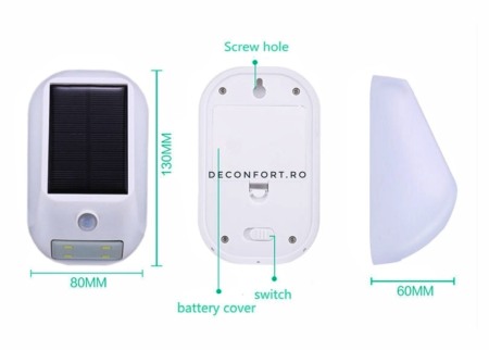 Lampa solara LED senzor miscare montare perete culoare alb-negru [2]