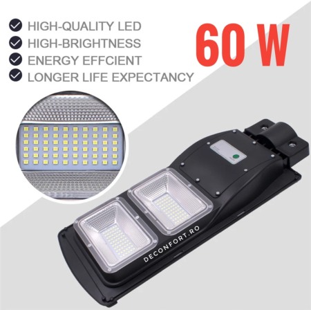 Lampa stradala LED 60w panou solar incarcare cu senzor lumina [1]