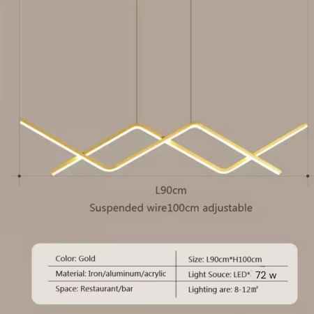 Lustra LED 72w aurie, liniara, dimabila telecomanda, lumina cald - rece - neutru [2]