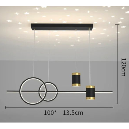 Lustra LED suspendata 74w, negru cu auriu telecomanda, dimabila, cald/rece/neutru [3]