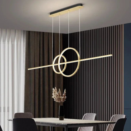 Lustra LED dimmabila 42w, negru cu auriu telecomanda, lumina cald/rece/neutru [1]