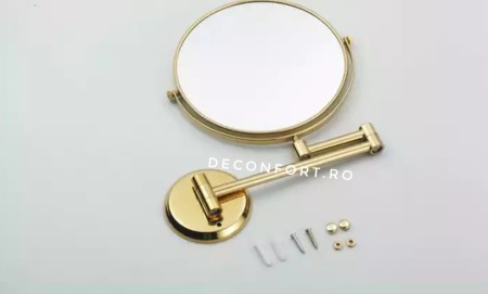 Oglinda cosmetica doua fete GOLD auriu brat extensibil perete baie [3]
