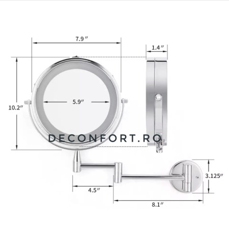 Oglinda cosmetica profesionala iluminare LED cromata doua fete [2]