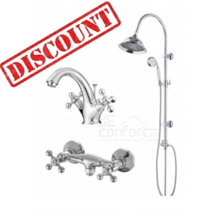 [PACHET] baterii sanitare crom lucios antichizat baterie lavoar  baterie dus coloana dus doua functii [0]