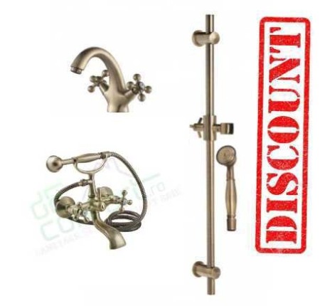 [PACHET] baterii sanitare retro bronz antichizat baterie lavoar  baterie cada-dus suport dus antik [0]