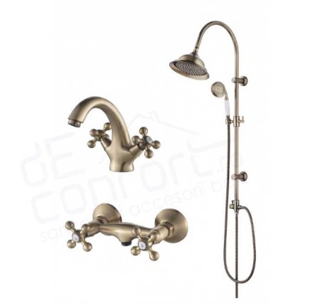 [PACHET] baterii sanitare retro bronz antichizat baterie lavoar  baterie dus coloana dus doua functii [0]