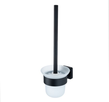 Accesorii baie cromate - Perie toaleta neagra pahar sticla AGS5