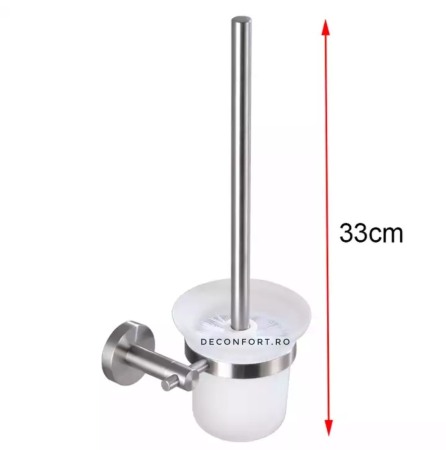 Perie toaleta suport inox satinat STEEL pahar sticla fixare perete baie [2]