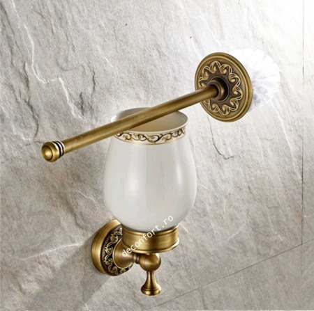 Perie wc retro PRATO pahar ceramica suport perete antichizat